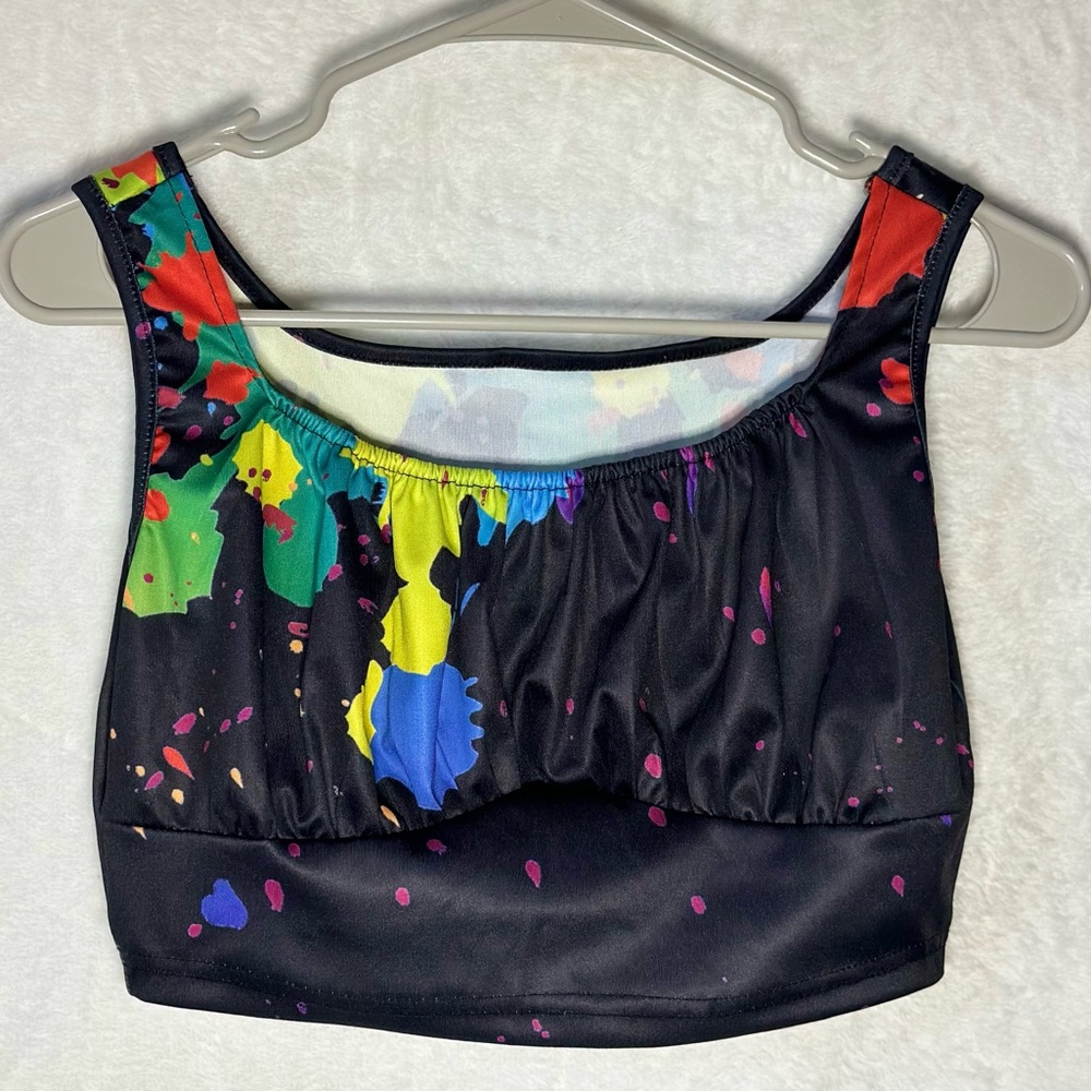 2-Piece Paint Splatter Athletic Set |Ruffle Skirt and Crop Top